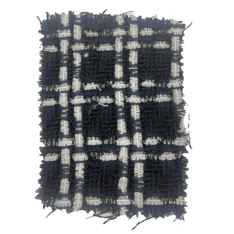 Țesături tweed țesute în carouri din lână neagră atemporală pentru îmbrăcăminte 23545