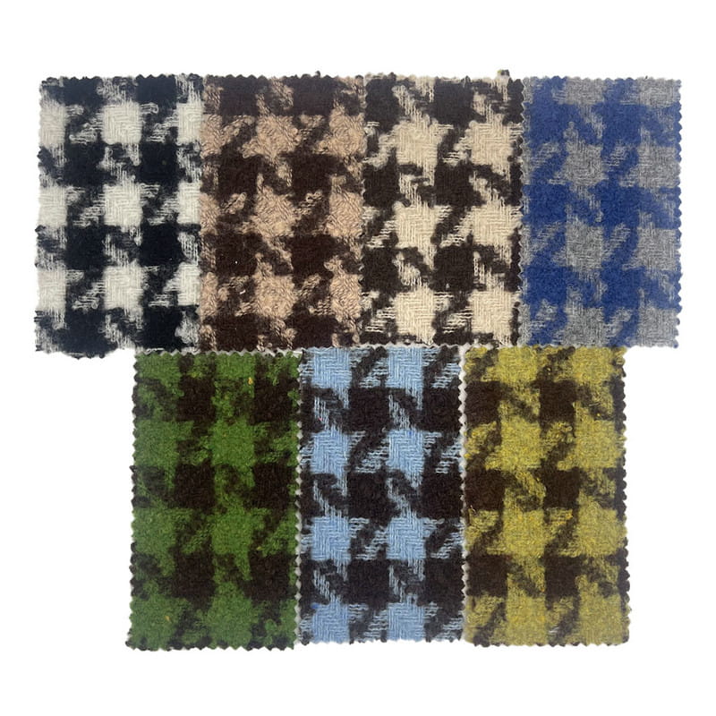 Teddy Houndstooth Perie Lână groasă Jacquard carouri Tweed țesături 2882