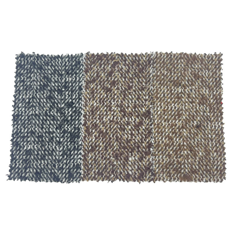 Perie țesături din tweed de lână maro groase în spină de pește pentru tapițerie 3787