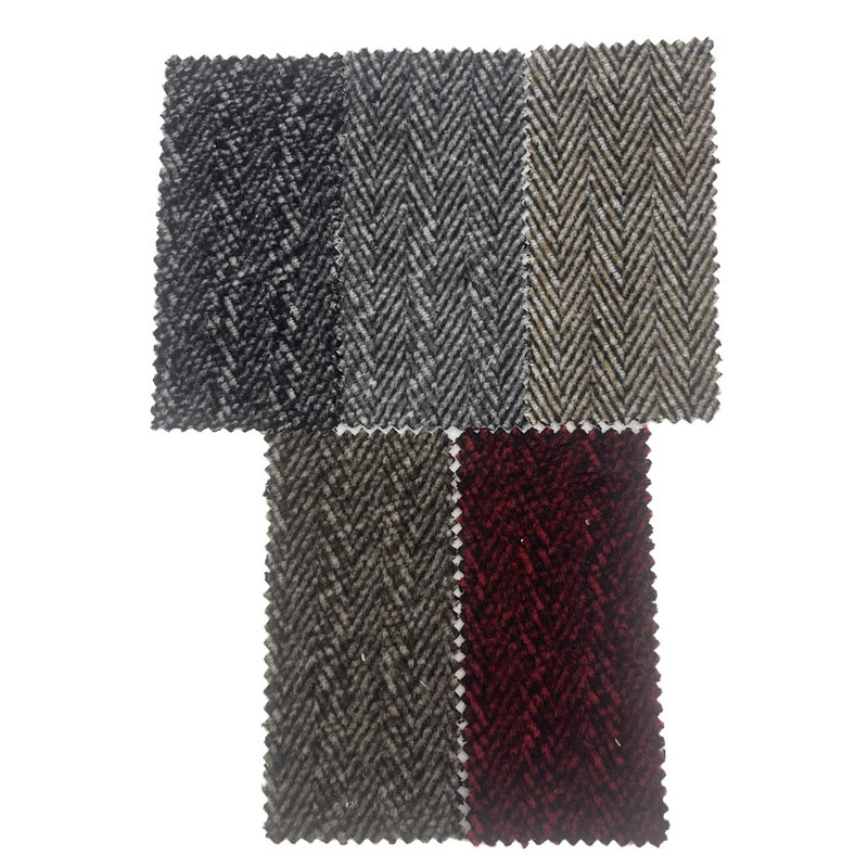 Perie de lână neagră roșie țesături tweed groase pentru articole de îmbrăcăminte 4298